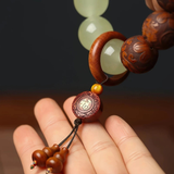 Darrahopens Fashion > Men's Fashion > Men's Jewellery 1pc Classic 12-bead 20mm Handmade Wooden Carved "Fu" Pendant Bracelet, Unisex Beaded Bracelet, Buddhist Mala Beads Prayer Bracelet