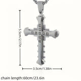 Darrahopens Fashion > Men's Fashion > Men's Jewellery 2PCS Luxurious Rhinestone Cross Necklace, Unisex, Guarding Faith with Cool Shine for Holidays and Daily Wear.black