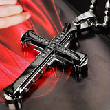 Darrahopens Fashion > Men's Fashion > Men's Jewellery 2PCS Luxurious Rhinestone Cross Necklace, Unisex, Guarding Faith with Cool Shine for Holidays and Daily Wear.black