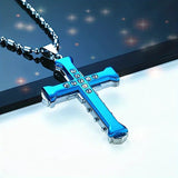 Darrahopens Fashion > Men's Fashion > Men's Jewellery 2PCS Luxurious Rhinestone Cross Necklace, Unisex, Guarding Faith with Cool Shine for Holidays and Daily Wear.black
