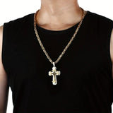 Darrahopens Fashion > Men's Fashion > Men's Jewellery golden Men's Vintage Flat Handmade Necklace with Multi-layered Stainless Steel Pendant Jewelry Accessory.