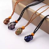 Darrahopens Fashion > Men's Fashion > Men's Jewellery L Size Empty Stone Holder Necklace Crystal Quartz Gemstone Cage Rope Cord Pendant DIY - Brown