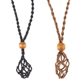 Darrahopens Fashion > Men's Fashion > Men's Jewellery L Size Empty Stone Holder Necklace Crystal Quartz Gemstone Cage Rope Cord Pendant DIY - Brown