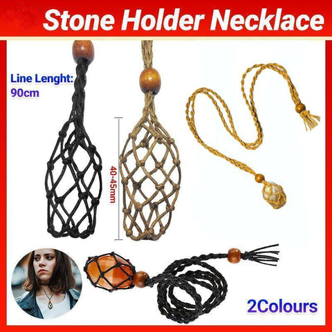 Darrahopens Fashion > Men's Fashion > Men's Jewellery L Size Empty Stone Holder Necklace Crystal Quartz Gemstone Cage Rope Cord Pendant DIY - Brown