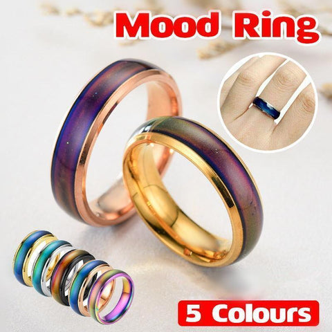 Darrahopens Fashion > Men's Fashion > Men's Jewellery Mood Colour Changing Ring Temperature Sensitive Stainless Steel US Size 8 - Black