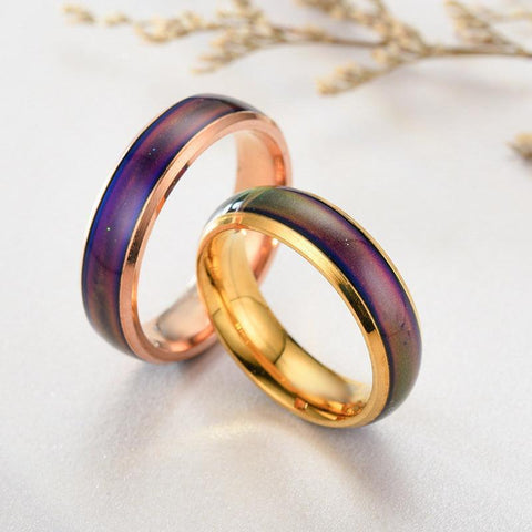 Darrahopens Fashion > Men's Fashion > Men's Jewellery Mood Colour Changing Ring Temperature Sensitive Stainless Steel US Size 8 - Colourful
