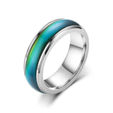 Darrahopens Fashion > Men's Fashion > Men's Jewellery Mood Colour Changing Ring Temperature Sensitive Stainless Steel US Size 8 - Silver