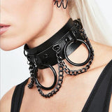 Darrahopens Fashion > Men's Fashion > Men's Jewellery PU Leather Collar Necklace Lock Chain Necklace for Women Fashion Neck Sleeve