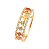 Darrahopens Fashion > Men's Fashion > Men's Jewellery Rainbow Gold Ring Women Fashion Colorful Band Jewelry Gift 6-10 Sizes Ring - 6