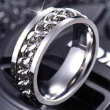 Darrahopens Fashion > Men's Fashion > Men's Jewellery Spinner Rings Mens Womens Fidget Rotating Ring Silver Stainless Steel Size 10 - Black