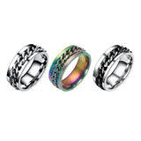 Darrahopens Fashion > Men's Fashion > Men's Jewellery Spinner Rings Mens Womens Fidget Rotating Ring Silver Stainless Steel Size 10 - Black