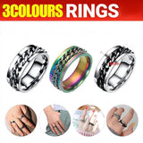Darrahopens Fashion > Men's Fashion > Men's Jewellery Spinner Rings Mens Womens Fidget Rotating Ring Silver Stainless Steel Size 11 - Black