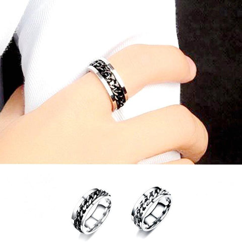 Darrahopens Fashion > Men's Fashion > Men's Jewellery Spinner Rings Mens Womens Fidget Rotating Ring Silver Stainless Steel Size 11 - Rainbow