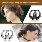 Darrahopens Fashion > Men's Fashion > Men's Jewellery Titanium Steel Hoop Earrings 14mm Men's Black Silver Punk Rock Style