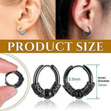 Darrahopens Fashion > Men's Fashion > Men's Jewellery Titanium Steel Hoop Earrings 14mm Men's Black Silver Punk Rock Style
