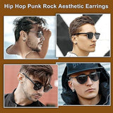 Darrahopens Fashion > Men's Fashion > Men's Jewellery Titanium Steel Hoop Earrings 14mm Men's Black Silver Punk Rock Style