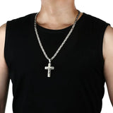 Darrahopens Fashion > Men's Fashion > Men's Jewellery Trendy Gold-Plated Cross Men's Pendant, paired with a Cuban chain—a bold, personal expression of faith.（Gold+silver）