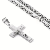 Darrahopens Fashion > Men's Fashion > Men's Jewellery Trendy Gold-Plated Cross Men's Pendant, paired with a Cuban chain—a bold, personal expression of faith.silver