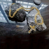 Darrahopens Fashion > Men's Fashion > Men's Jewellery Trendy Gold-Plated Cross Men's Pendant, paired with a Cuban chain—a bold, personal expression of faith.silver