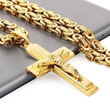 Darrahopens Fashion > Men's Fashion > Men's Jewellery Trendy Gold-Plated Cross Men's Pendant, paired with a Cuban chain—a bold, personal expression of faith.silver