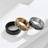 Darrahopens Fashion > Men's Fashion > Men's Jewellery Viking Titanium Steel Rotatable Triangle Knot Ring Hand Forged for Men Women