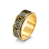 Darrahopens Fashion > Men's Fashion > Men's Jewellery Viking Titanium Steel Rotatable Triangle Knot Ring Hand Forged for Men Women