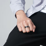 Darrahopens Fashion > Men's Fashion > Men's Jewellery Viking Titanium Steel Rotatable Triangle Knot Ring Hand Forged for Men Women