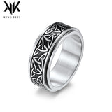 Darrahopens Fashion > Men's Fashion > Men's Jewellery Viking Titanium Steel Rotatable Triangle Knot Ring Hand Forged for Men Women