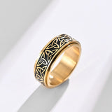 Darrahopens Fashion > Men's Fashion > Men's Jewellery Viking Titanium Steel Rotatable Triangle Knot Ring Hand Forged for Men Women