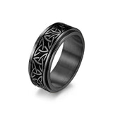 Darrahopens Fashion > Men's Fashion > Men's Jewellery Viking Titanium Steel Rotatable Triangle Knot Ring Hand Forged for Men Women