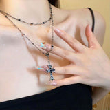 Darrahopens Fashion > Men's Fashion > Men's Jewellery Women Fashion Double Layer Cross Pendant Necklace Retro Casual Sweater Chain