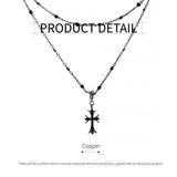 Darrahopens Fashion > Men's Fashion > Men's Jewellery Women Fashion Double Layer Cross Pendant Necklace Retro Casual Sweater Chain