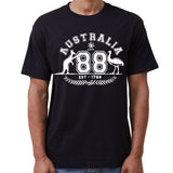 Darrahopens Fashion > Men's Fashion > Men's Shirts Adult Unisex 100% Cotton T Shirt Australia Kangaroo Emu Aussie Souvenir Tee Tops, Black, L
