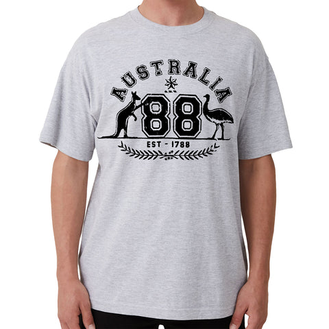 Darrahopens Fashion > Men's Fashion > Men's Shirts Adult Unisex 100% Cotton T Shirt Australia Kangaroo Emu Aussie Souvenir Tee Tops, Grey, M