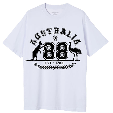 Darrahopens Fashion > Men's Fashion > Men's Shirts Adult Unisex 100% Cotton T Shirt Australia Kangaroo Emu Aussie Souvenir Tee Tops, White, XL