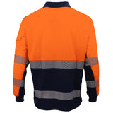 Darrahopens Fashion > Men's Fashion > Men's Shirts HI VIS Long Sleeve Polo Shirt Reflective Tape Safety Tradie Work Wear Tops Tee, Fluro Orange / Navy, 2XL