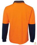 Darrahopens Fashion > Men's Fashion > Men's Shirts HI VIS LONG SLEEVE POLO SHIRT Top Safety Workwear Fluro Breathable Dry WB - Orange - L