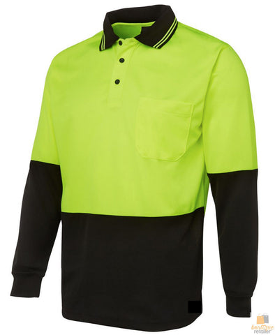 Darrahopens Fashion > Men's Fashion > Men's Shirts HI VIS LONG SLEEVE POLO SHIRT Top Safety Workwear Fluro Breathable Dry WB - Yellow - L