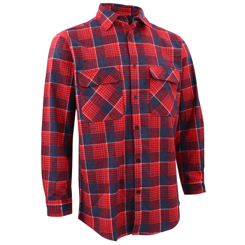 Darrahopens Fashion > Men's Fashion > Men's Shirts Men's 100% Cotton Flannelette Shirt Long Sleeve Plaid Check Flannel w Pockets, Crimson Tide Plaid, 2XL