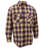 Darrahopens Fashion > Men's Fashion > Men's Shirts Men's 100% Cotton Flannelette Shirt Long Sleeve Plaid Check Flannel w Pockets, Golden Horizon Plaid, 2XL