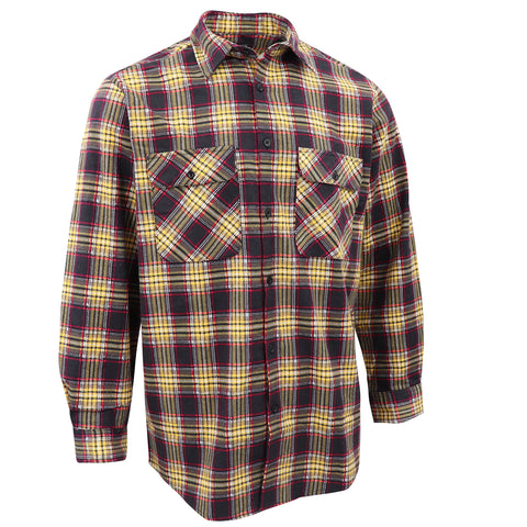 Darrahopens Fashion > Men's Fashion > Men's Shirts Men's 100% Cotton Flannelette Shirt Long Sleeve Plaid Check Flannel w Pockets, Golden Horizon Plaid, 2XL