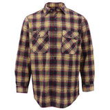 Darrahopens Fashion > Men's Fashion > Men's Shirts Men's 100% Cotton Flannelette Shirt Long Sleeve Plaid Check Flannel w Pockets, Golden Horizon Plaid, 2XL