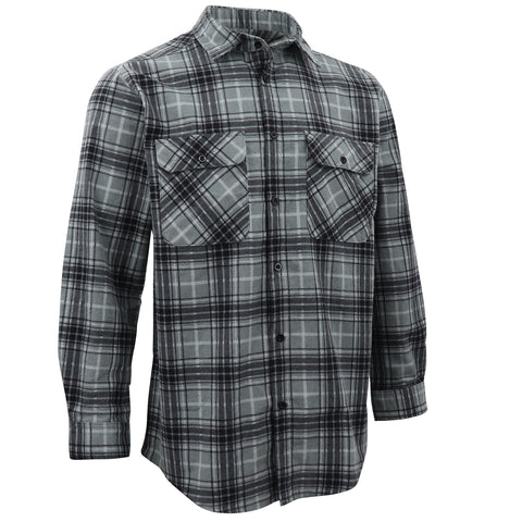 Darrahopens Fashion > Men's Fashion > Men's Shirts Men's 100% Cotton Flannelette Shirt Long Sleeve Plaid Check Flannel w Pockets, Granite Gray Plaid, S