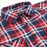 Darrahopens Fashion > Men's Fashion > Men's Shirts Men's 100% Cotton Flannelette Shirt Long Sleeve Plaid Check Flannel w Pockets, Heritage Red Plaid, M