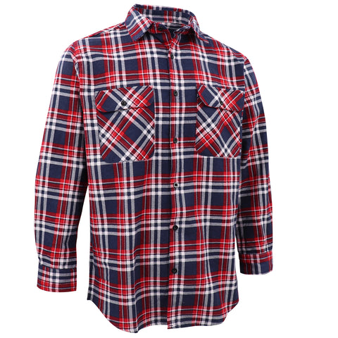 Darrahopens Fashion > Men's Fashion > Men's Shirts Men's 100% Cotton Flannelette Shirt Long Sleeve Plaid Check Flannel w Pockets, Heritage Red Plaid, M