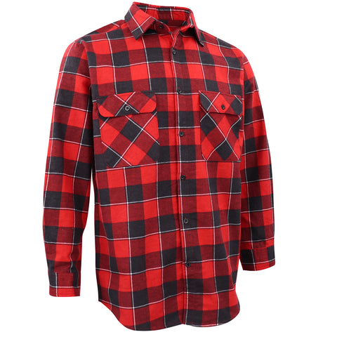 Darrahopens Fashion > Men's Fashion > Men's Shirts Men's 100% Cotton Flannelette Shirt Long Sleeve Plaid Check Flannel w Pockets, Lumberjack Red Buffalo Plaid, 3XL