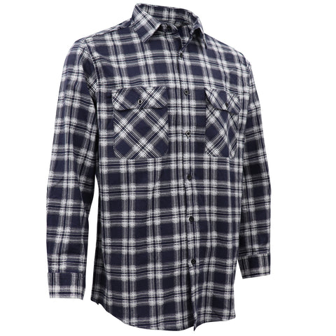 Darrahopens Fashion > Men's Fashion > Men's Shirts Men's 100% Cotton Flannelette Shirt Long Sleeve Plaid Check Flannel w Pockets, Midnight Navy Plaid, 2XL