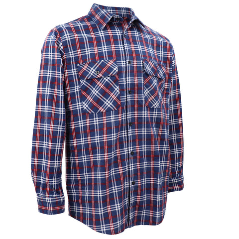 Darrahopens Fashion > Men's Fashion > Men's Shirts Men's 100% Cotton Flannelette Shirt Long Sleeve Plaid Check Flannel w Pockets, Patriot Blue Plaid, 2XL