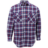 Darrahopens Fashion > Men's Fashion > Men's Shirts Men's 100% Cotton Flannelette Shirt Long Sleeve Plaid Check Flannel w Pockets, Patriot Navy Plaid, 2XL