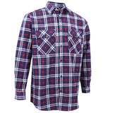 Darrahopens Fashion > Men's Fashion > Men's Shirts Men's 100% Cotton Flannelette Shirt Long Sleeve Plaid Check Flannel w Pockets, Patriot Navy Plaid, XL